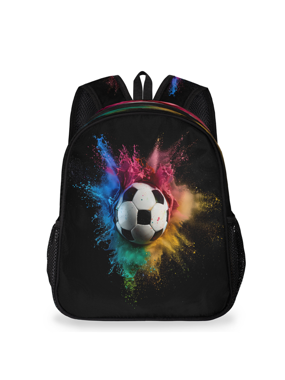 Adult Football Soccer Backpack, Casual Daypack with Adjustable Shoulder Straps, Multicolor Smoke Effects Laptop Backpack for Work Travel Outdoor