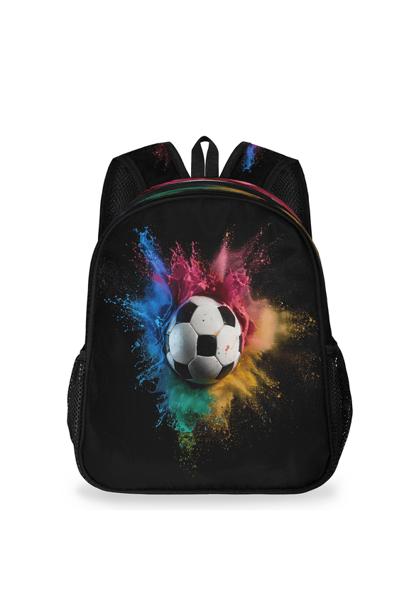 Adult Football Soccer Backpack, Casual Daypack with Adjustable Shoulder Straps, Multicolor Smoke Effects Laptop Backpack for Work Travel Outdoor