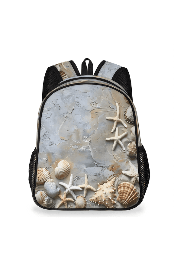 Adult Seashells Starfish Travel Backpack, Casual Daypack with Adjustable Shoulder Straps, Vintage Beach Laptop Backpack