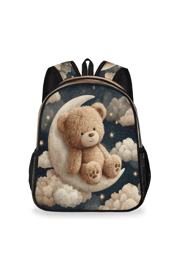 Adult Teddy Bear Travel Backpack, Casual Daypack with Adjustable Shoulder Straps, Moon Cloud Star Laptop Backpack