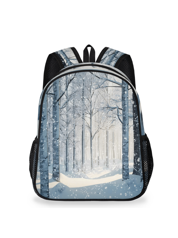 Adult Tree Winter Travel Backpack, Casual Daypack with Adjustable Shoulder Straps, Forest Landscape Laptop Backpack
