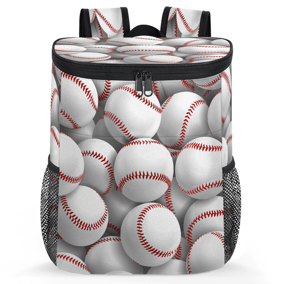Jiaoprinted Baseball Ball Leakproof Cooler Backpack, Baseball Print Insulated Backpack Cooler for Outdoor