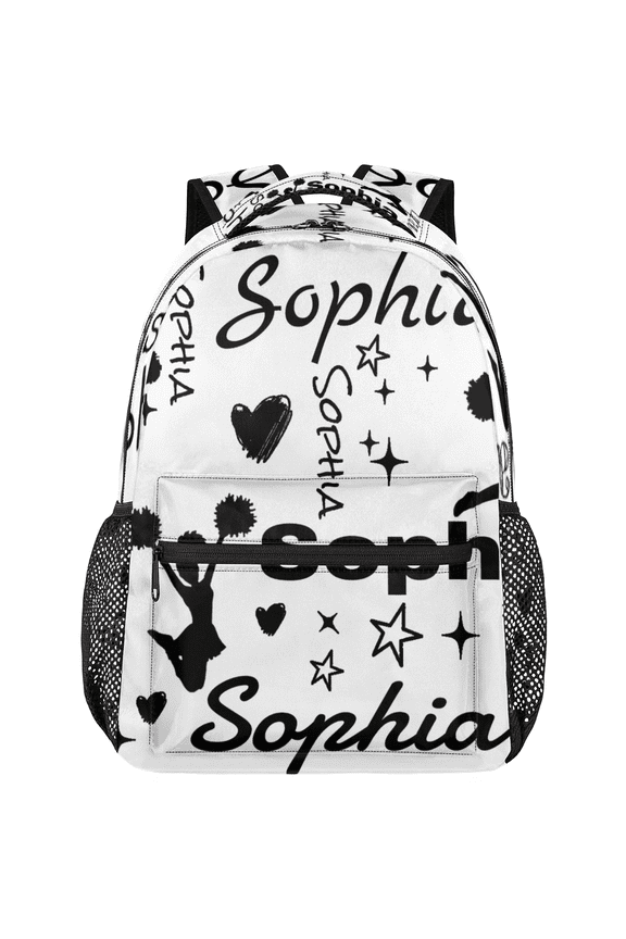 Black Personalized Cheer Backpack, Custom Cheerleading Daypack, Customized Name Casual Back Packs, Cheerleader Gifts for Team Women