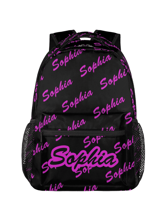 Black Purple Custom Backpack with Name Personalized Casual Daypack with Name Travel Back Pack Customized Gifts for Women Men
