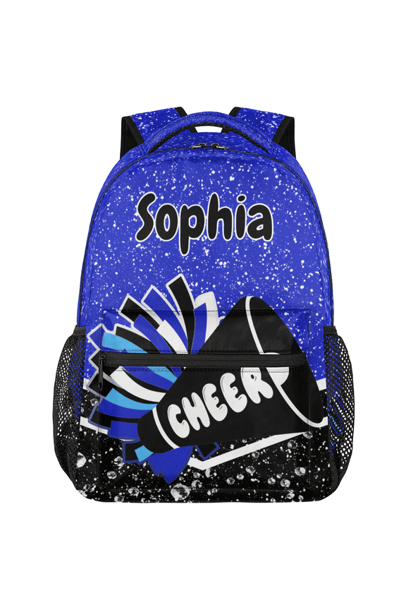 Blue Black Custom Cheer Backpack, Personalized Cheerleading Backpack for Cheerleader, Cheer Coach Casual Daypack