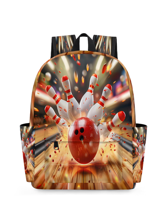 Bowling Ball Backpack, Lightweight 15 Inch Laptop Backpack for Men Women, Casual Daypack for Travel Work, Retro Sports