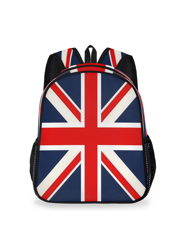 British Union Jack Flag Backpack, Lightweight Casual Daypack with Chest Strap & Water Bottle Pockets, United Kingdom National Flag Sports Travel Bag for Work