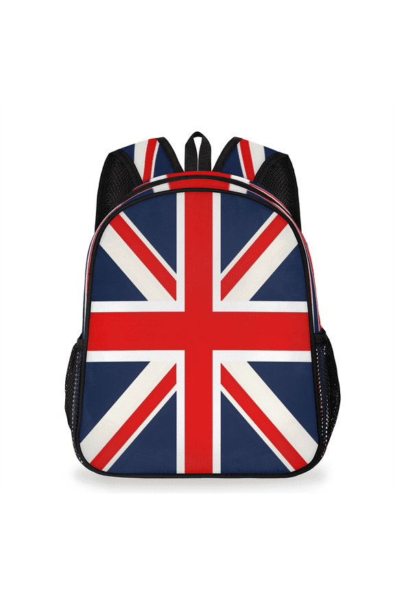 British Union Jack Flag Backpack, Lightweight Casual Daypack with Chest Strap & Water Bottle Pockets, United Kingdom National Flag Sports Travel Bag for Work