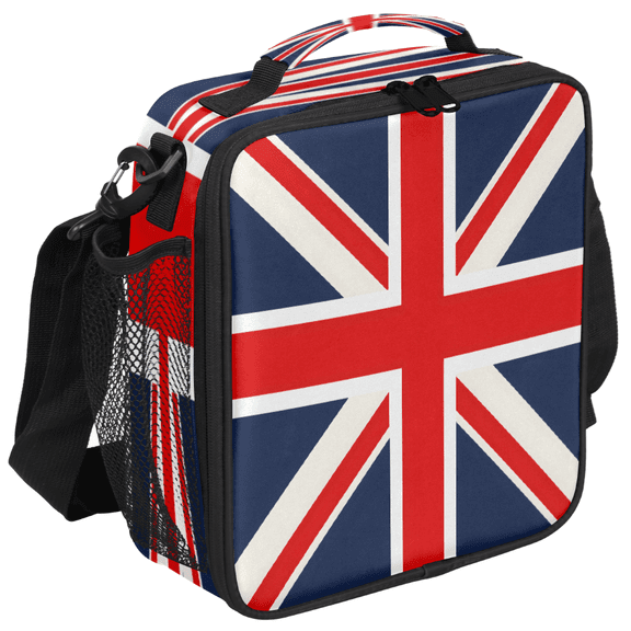 Jiaoprinted British Union Jack Flag Insulated Lunch Box Bag, United Kingdom National Flag Leakproof Portable Adults Lunch Cooler Tote Bag for Work Picnic