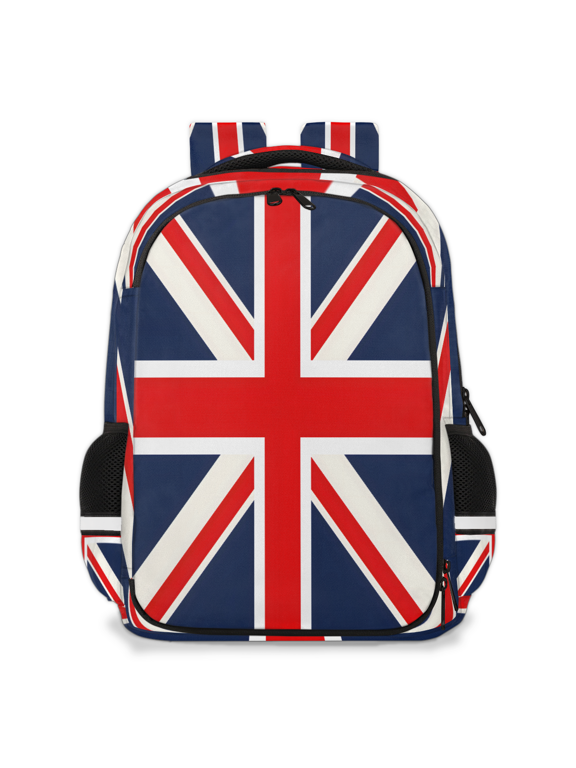 British Union Jack Flag Multi-Functional Backpack, 16" Waterproof Travel Casual Daypack with Reflective Strip, United Kingdom National Flag Work Laptop Backpack for Men Women