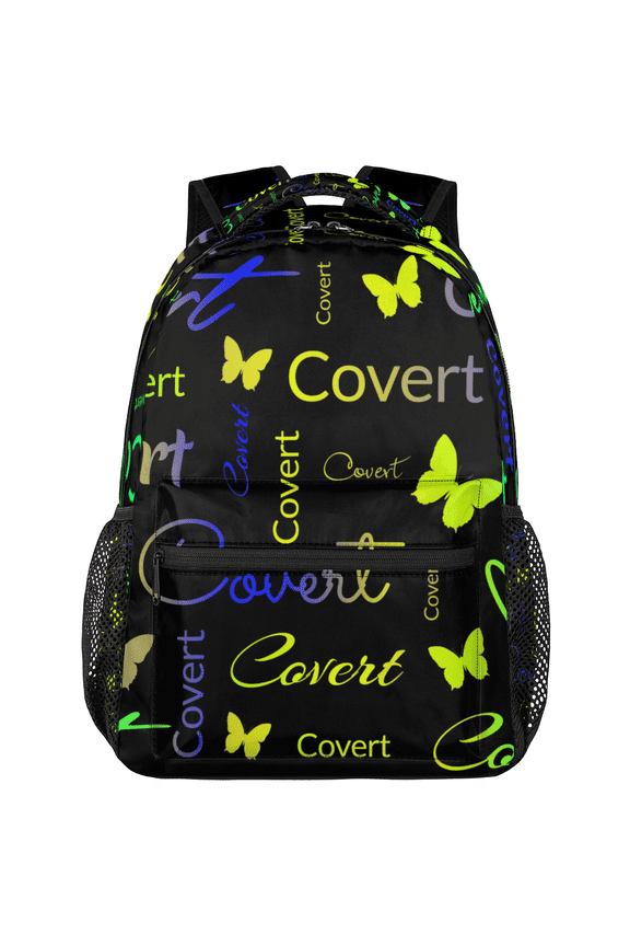 Butterfly Personalized Name Backpack, Blue Green Yellow Butterflies Custom Large Casual Daypack for Women Men, Customized Travel Back Pack