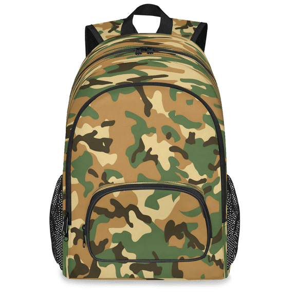 Jiaoprinted Camouflage Backpack, Large Classic Woodland Camo Travel Laptop Backpack Men Women Work Business Computer Casual Daypack Rucksack, 18 Inch