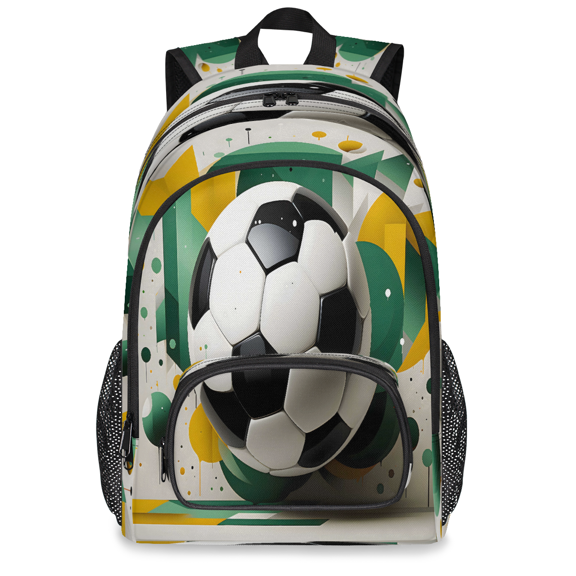 Jiaoprinted Cartoon Soccer Ball Backpack, Large Modern Abstract Football Travel Laptop Backpack Men Women Work Business Computer Casual Daypack Rucksack, 18 Inch