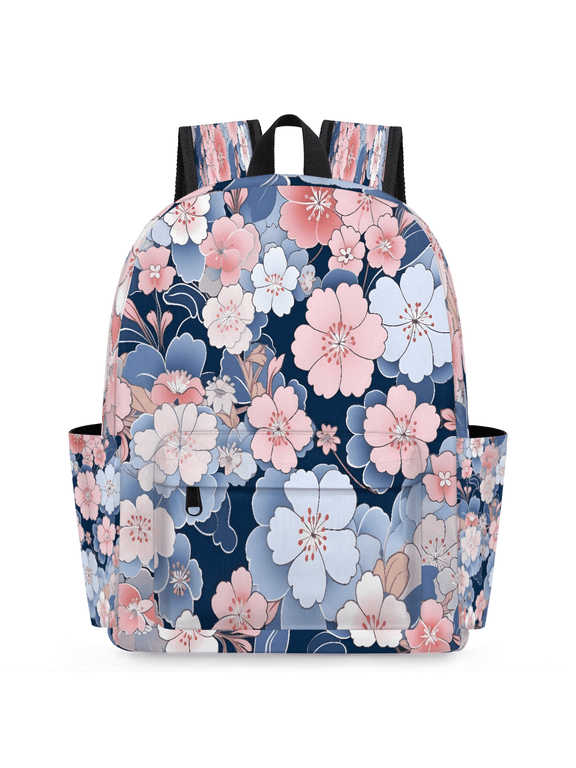 Cherry Blossoms Backpack for Adults, Breathable Adjustable Strap Casual Daypack, Lightweight Japanese Flower Work Laptop Backpack