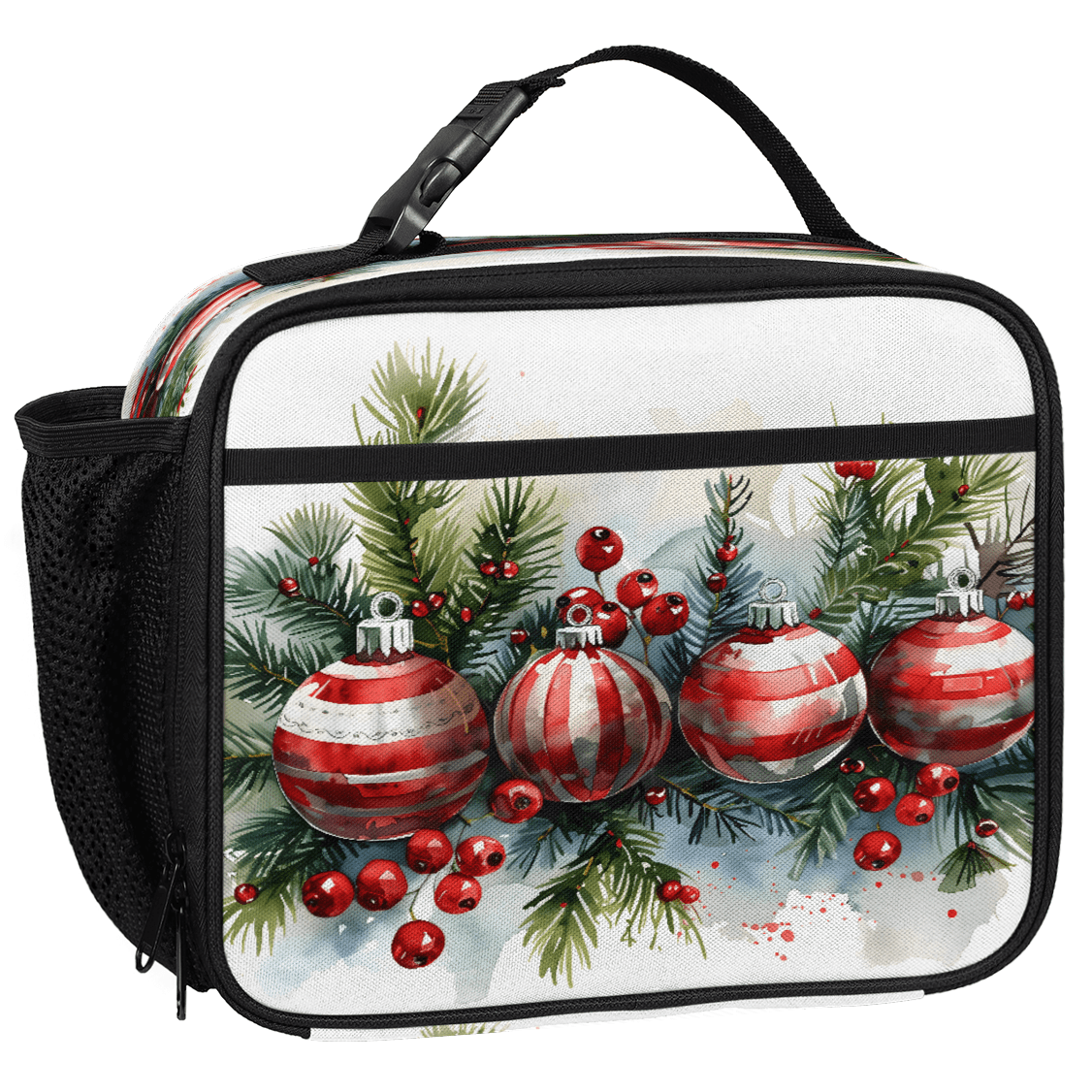 Jiaoprinted Christmas Red Balls Lunch Bag for Men Women, Pine Branch ...