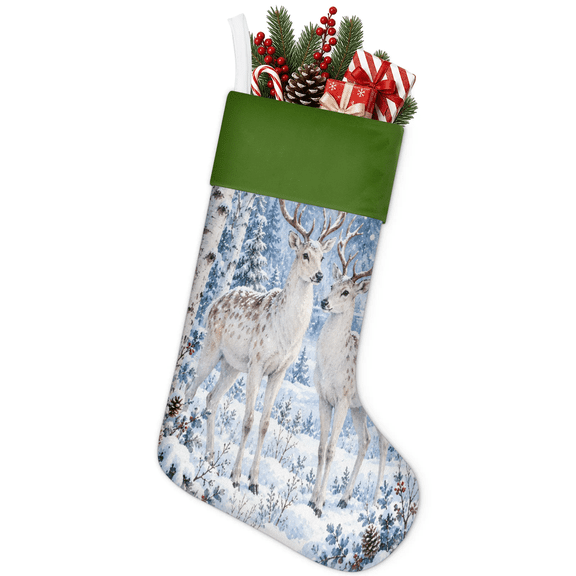 Jiaoprinted Christmas Stocking, 18 Inch Elk Soft Large Xmas Decorative Stocking with Hanging Loop for Fireplace Mantel Holiday Decor