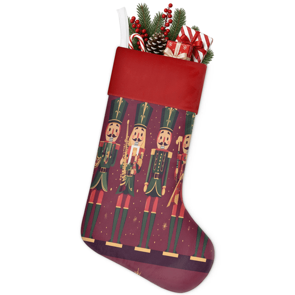 Jiaoprinted Christmas Stocking, Nutcracker Soldier Christmas Holiday Stocking with Hanging Loop for Mantel, Xmas Home Decor, 18 Inch, Winter Holiday