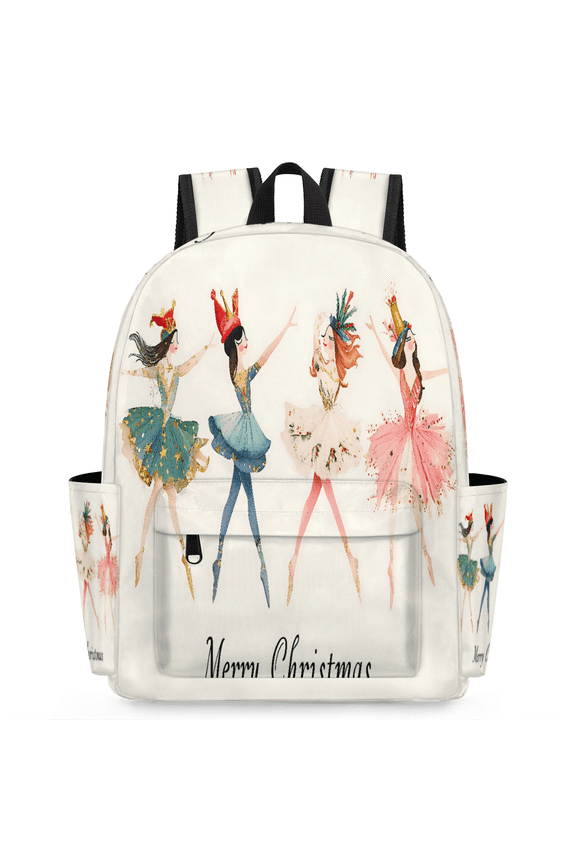 Colorful Ballerinas Backpack, Lightweight 15 Inch Laptop Backpack for Men Women, Casual Daypack for Travel Work, Merry Christmas