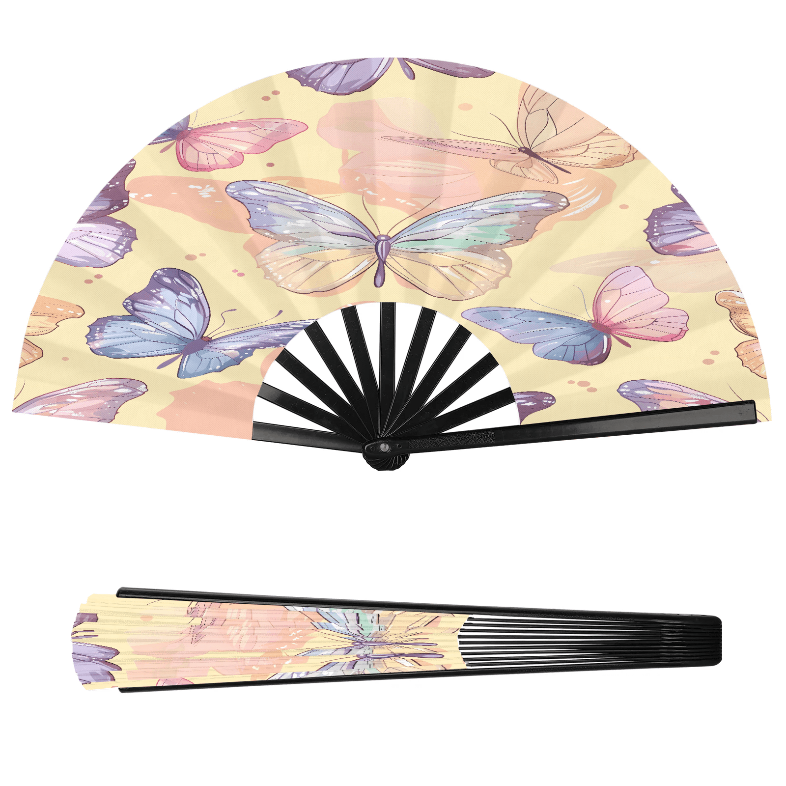 Jiaoprinted Colorful Butterflies Folding Hand Fan, Large Portable ...