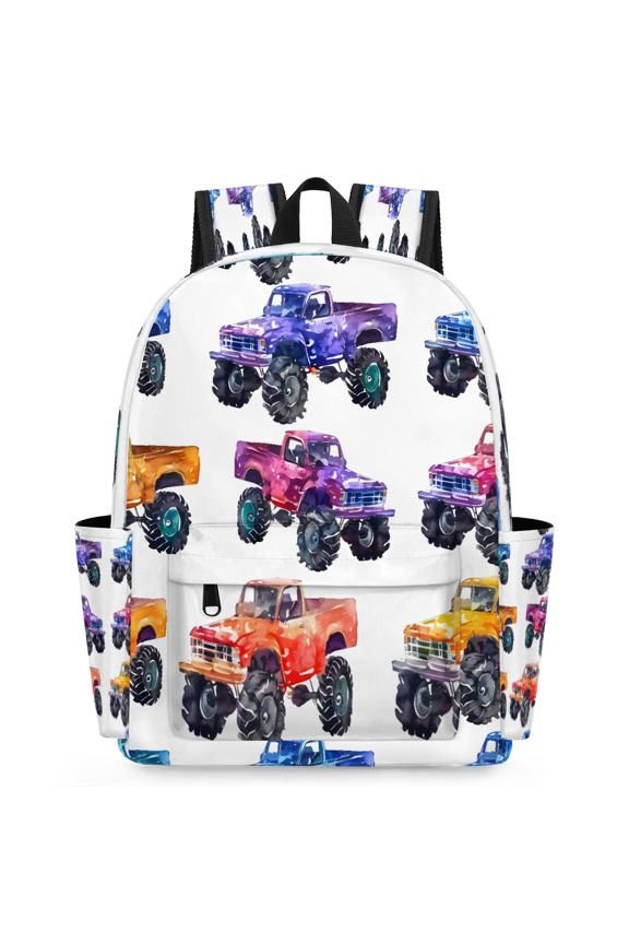 Colorful Cars Backpack for Adults, Breathable Adjustable Strap Casual Daypack, Lightweight Monster Trucks Work Laptop Backpack