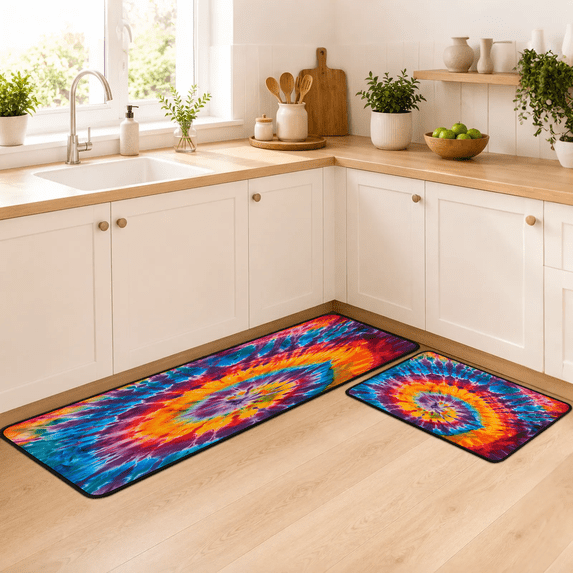Jiaoprinted Colorful Tie Dye Kitchen Mats Cushioned Anti Fatigue 2 ...