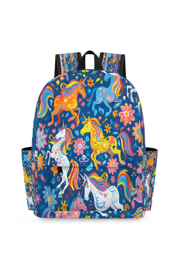 Colorful Unicorns Travel Backpack for Adults, Breathable Adjustable Strap Casual Daypack, Lightweight Mexico Flower Work Laptop Backpack