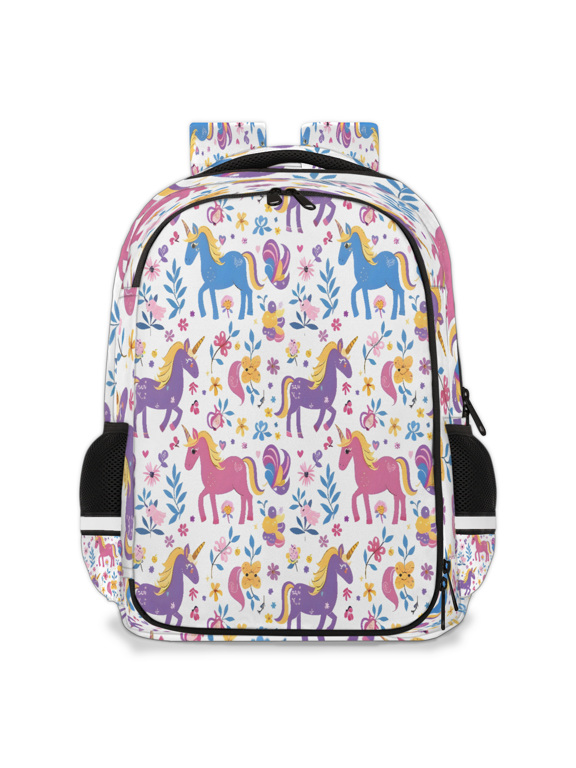 Colourful Cute Unicorns Multi-Functional Backpack, Adult Laptop Backpack Casual Daypack for Work Travel Outdoor, Boho Unicorns