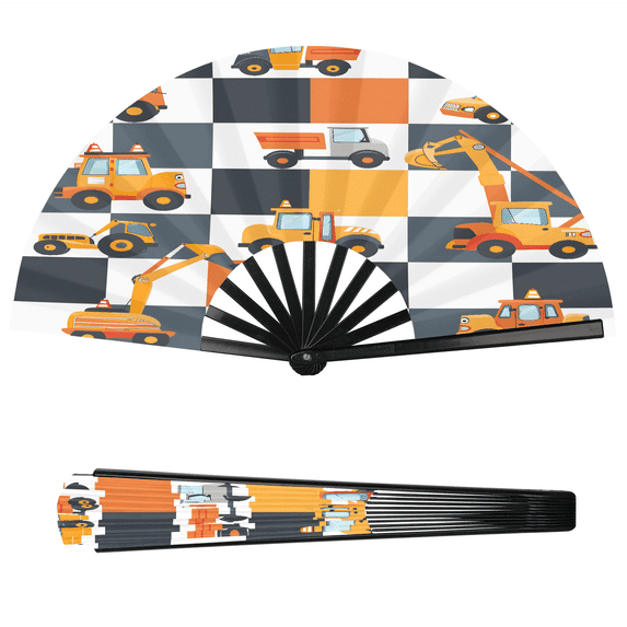 Jiaoprinted Construction Vehicles Folding Hand Fan, Large Portable ...