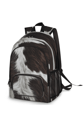 Cow Skin Laptop Backpack, Large Western Cow Print Travel Backpack Men Women, Work Business Computer Casual Daypack Rucksack, 18 Inch