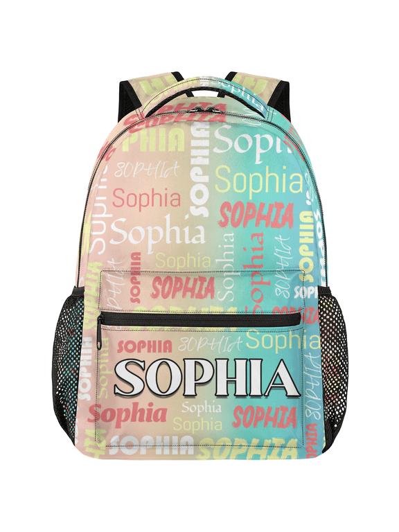 Custom Backpack for Men Women, Personalized Casual Daypack with Name, Customized Travel Laptop Back Pack, 18 Inch Laptop Bags, Beige Green
