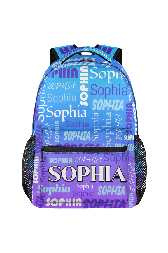 Custom Backpack for Men Women, Personalized Casual Daypack with Name, Customized Travel Laptop Back Pack, 18 Inch Laptop Bags, Blue Purple
