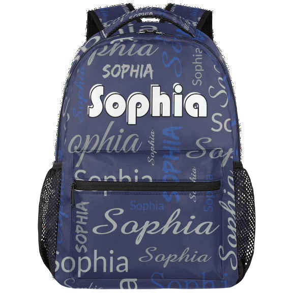 Jiaoprinted Custom Backpack with Name, Personalized Casual Daypack for Women Men, Customized Travel Laptop Back Pack, Blue, 18 Inch