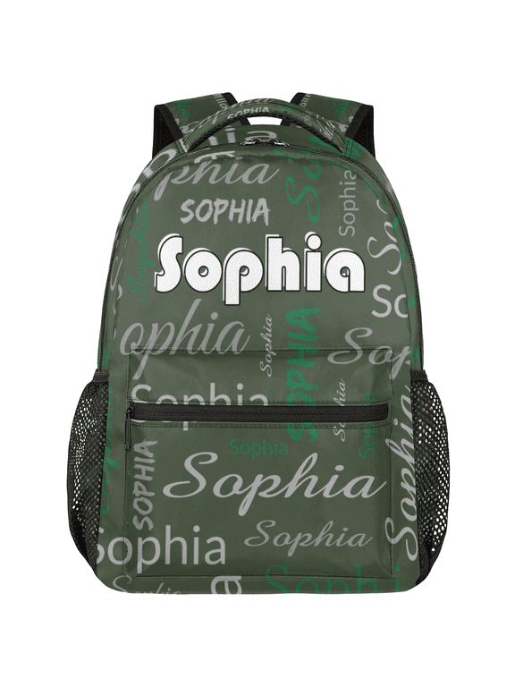 Custom Backpack with Name, Personalized Casual Daypack for Women Men, Customized Travel Laptop Back Pack, Green, 18 Inch