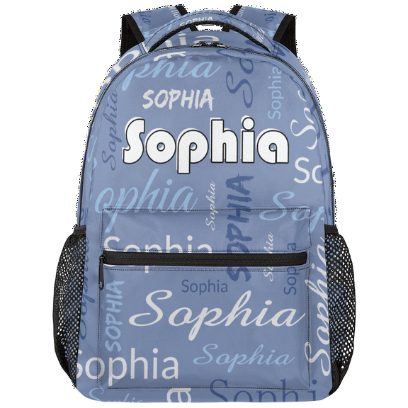 Jiaoprinted Custom Backpack with Name, Personalized Casual Daypack for Women Men, Customized Travel Laptop Back Pack, Light Blue, 18 Inch