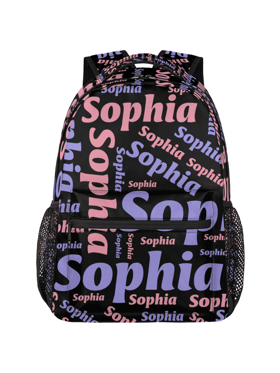 Custom Backpack with Name, Personalized Casual Daypack for Women Men, Travel Laptop Back Pack Customized Gift, Black Purple Pinks