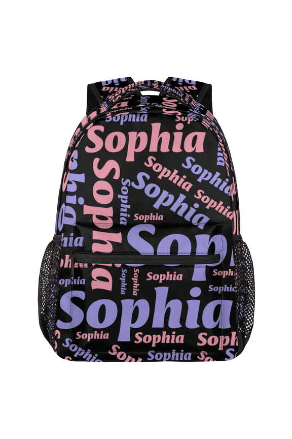 Custom Backpack with Name, Personalized Casual Daypack for Women Men, Travel Laptop Back Pack Customized Gift, Black Purple Pinks