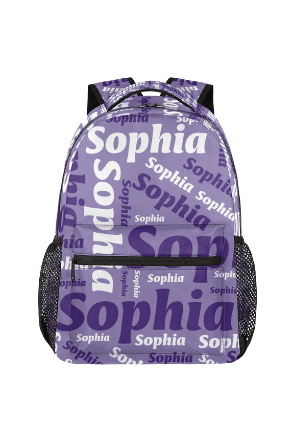 Custom Backpack with Name, Personalized Casual Daypack for Women Men, Travel Laptop Back Pack Customized Gift, Purple