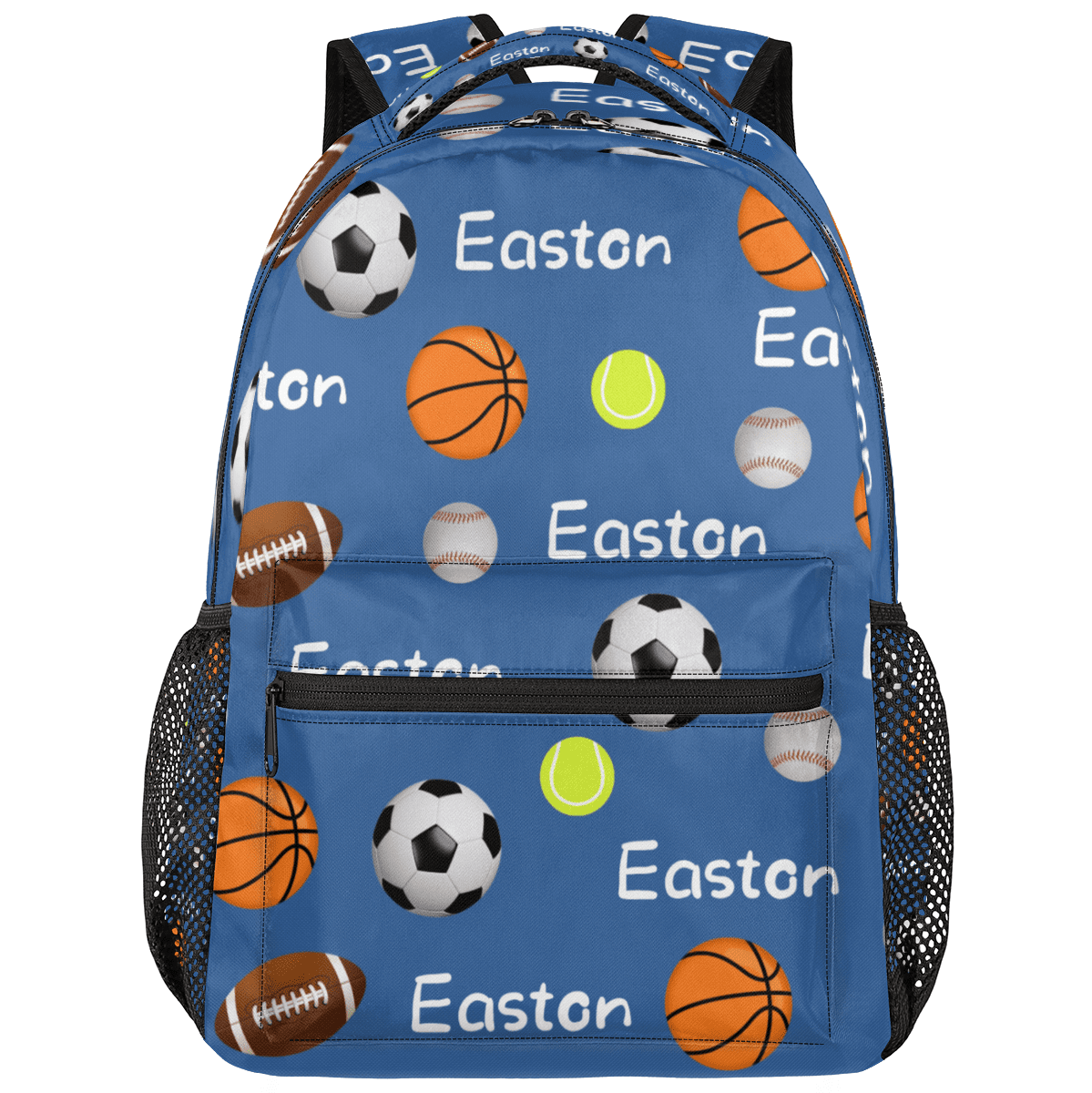 Jiaoprinted Custom Ball Theme Backpack with Name, Personalized Lightweight Casual Daypack for Women Men, Customized 18 Inch Travel Back Pack