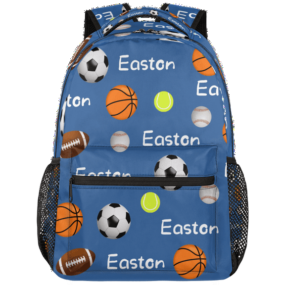 Jiaoprinted Custom Ball Theme Backpack with Name, Personalized Lightweight Casual Daypack for Women Men, Customized 18 Inch Travel Back Pack