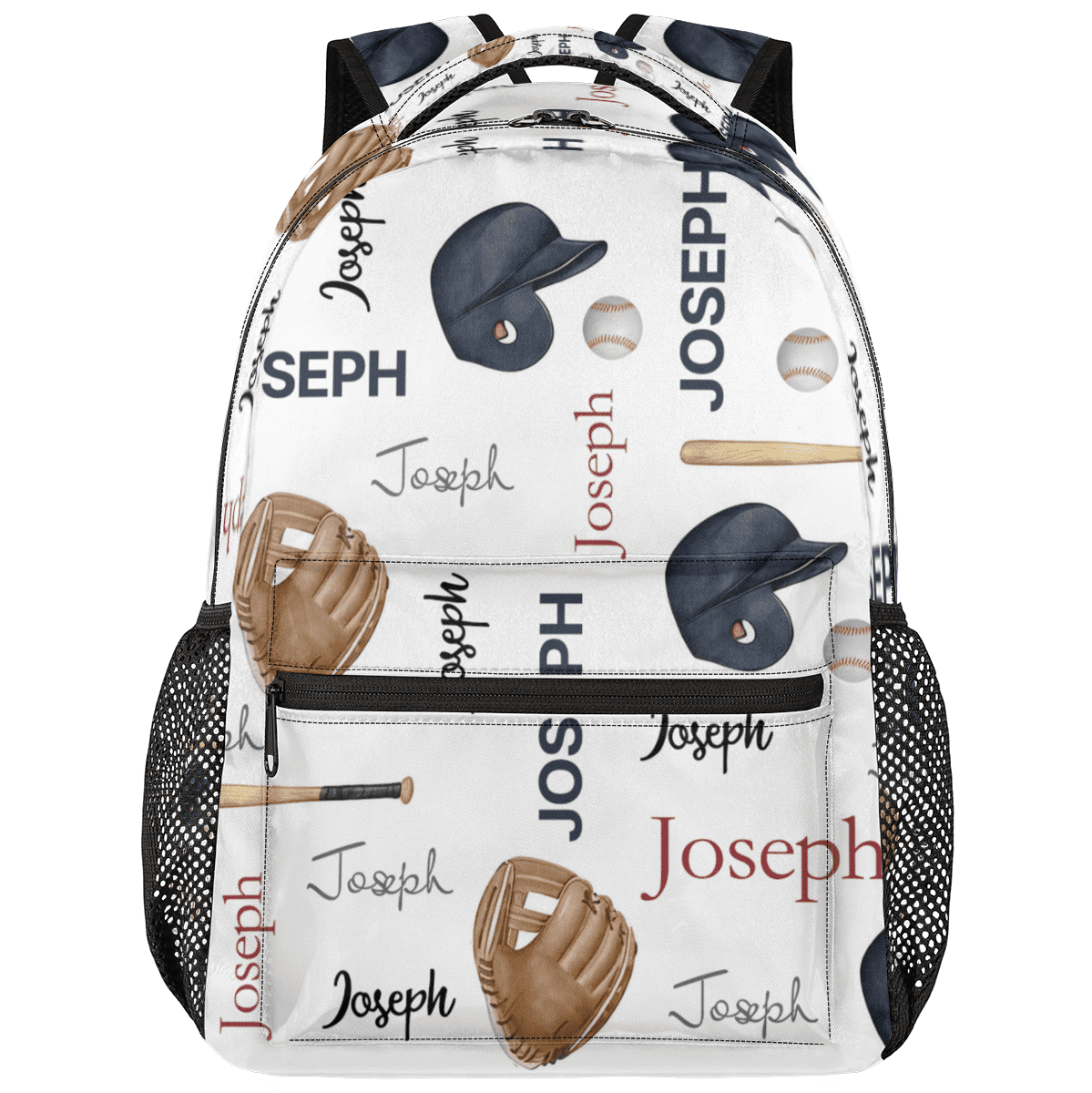 Jiaoprinted Custom Baseball Bat Cup Ball Backpack with Name, Personalized Lightweight Casual Daypack for Women Men, Customized 18 Inch Travel Back Pack