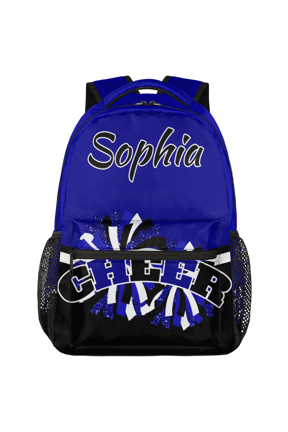 Custom Blue Cheer Backpack, Personalized Cheerleader Backpack Bag Coach Casual Travel Daypack for Cheer Team Gift