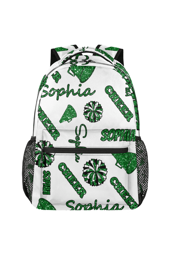 Custom Cheer Backpack Personalized Cheerleader Backpack Bag Cheer Coach Casual Travel Daypack for Cheerleading Gifts, Green Glitter