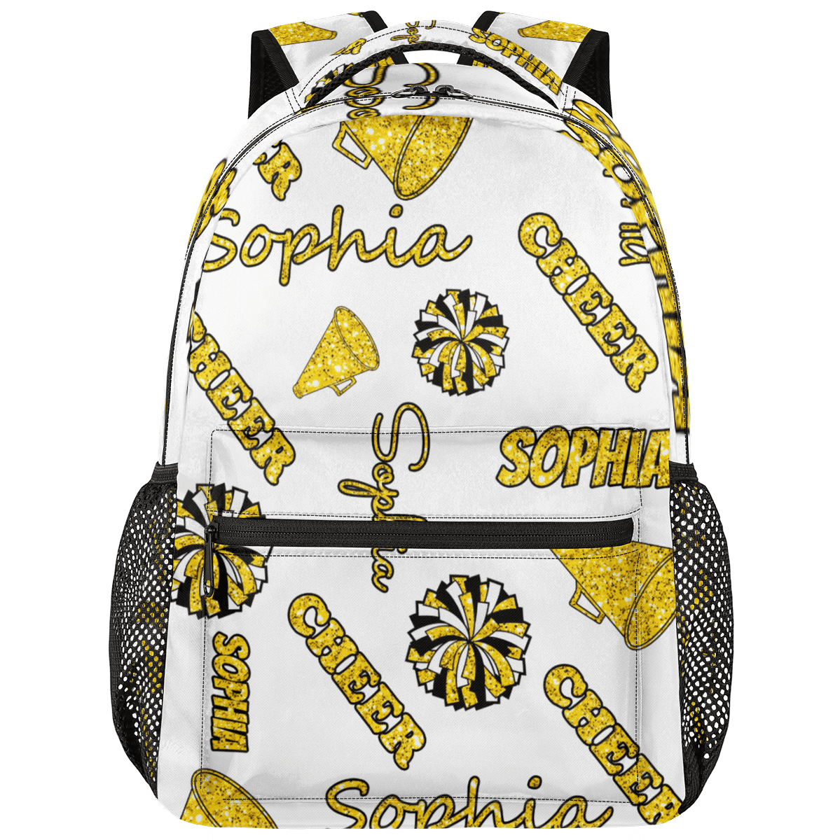 cheer coaches backpack Jiaoprinted Custom Cheer Backpack Personalized Cheerleader Backpack Bag  Cheer Coach Casual Travel Daypack for Cheerleading Gifts, Yellow Glitter