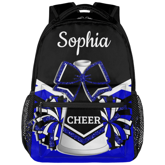 Jiaoprinted Custom Cheer Backpack Personalized Cheerleader Backpack for Sport Training Competition Shoulder Bag Laptop Bag Blue