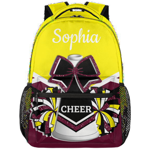 Jiaoprinted Custom Cheer Backpack Personalized Cheerleader Backpack for Sport Training Competition Shoulder Bag Laptop Bag Maroon Gold