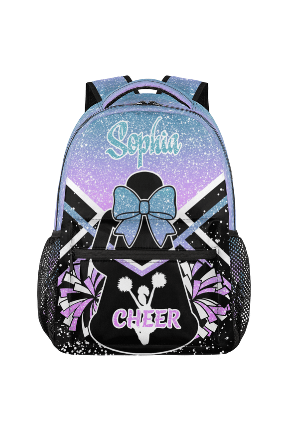 Custom Cheer Backpack, Personalized Cheerleader Bag with Name, Cheerleading Daypack Cheer Team Coaches Gifts, Gradient Pinks Green Glitter