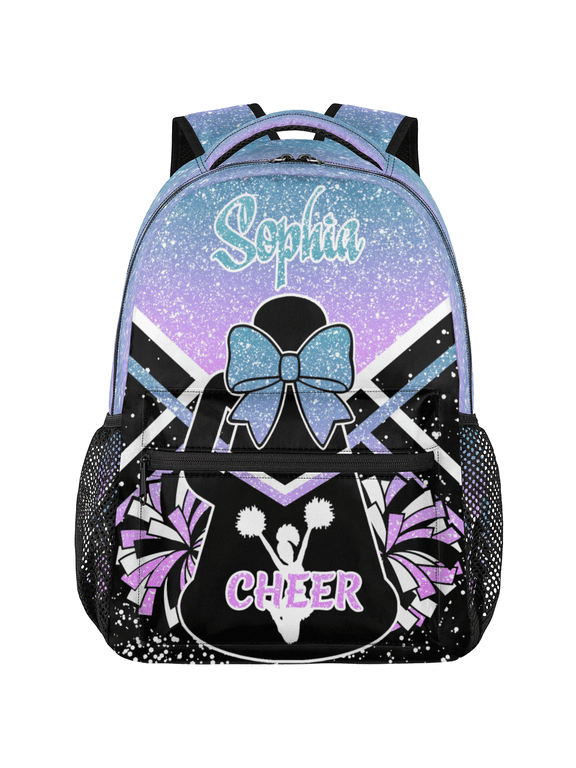 Custom Cheer Backpack, Personalized Cheerleader Bag with Name, Cheerleading Daypack Cheer Team Coaches Gifts, Gradient Pinks Green Glitter