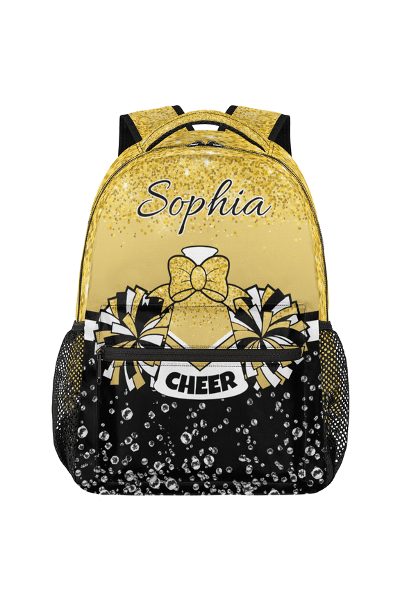 Custom Cheer Backpack Personalized Cheerleader Shoulder Bag with Name Laptop Bag for Women, Cheerleading Gifts, Gold Glitter