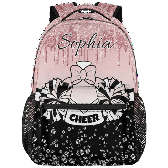 Jiaoprinted Custom Cheer Backpack Personalized Cheerleader Shoulder Bag with Name Laptop Bag for Women, Cheerleading Gifts, Peach Pinks