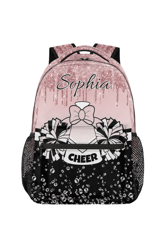 Custom Cheer Backpack Personalized Cheerleader Shoulder Bag with Name Laptop Bag for Women, Cheerleading Gifts, Peach Pinks